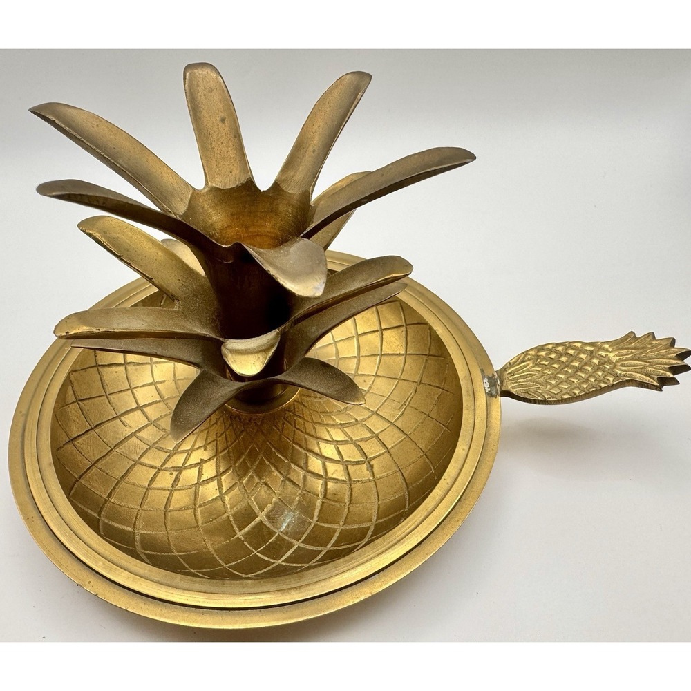 Vintage Brass Pineapple Candle Holder Chamberstick Taper Holder Tray